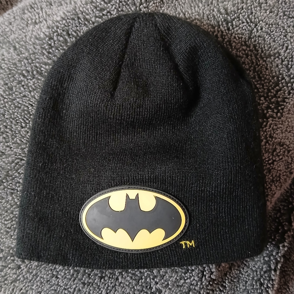 Batman Logo Beanie Hat Black Knit One Size TM & DC Comics Warner‎ Bros